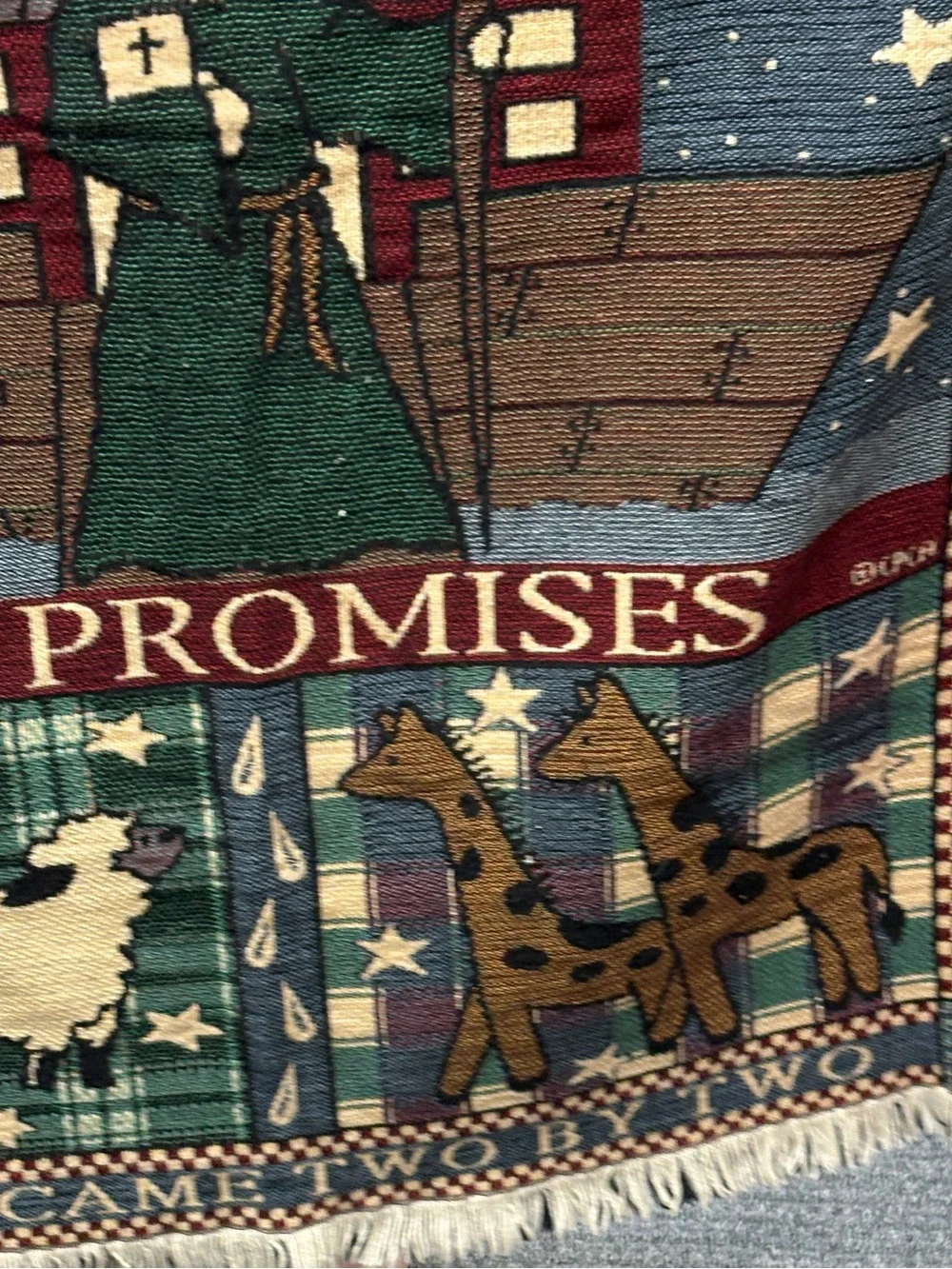 Vintage Faith-Inspired Noah's Ark Woven Throw Blanket Coco Downey Design